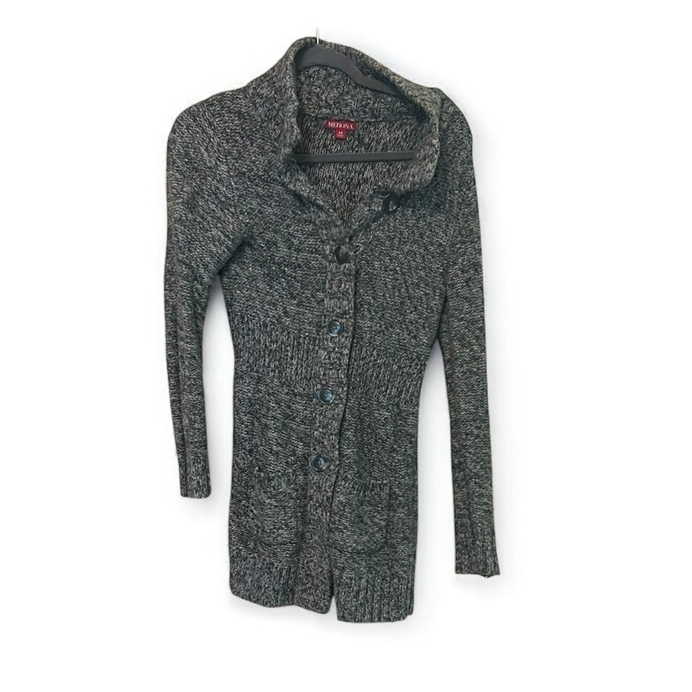 Merona Gray Chunky Knit Cardigan Sweater with Folded Collar